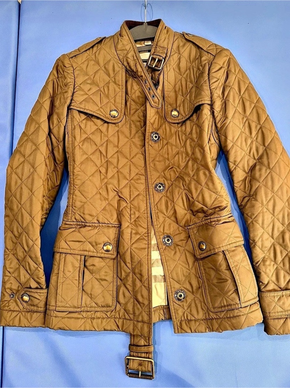 Burberry Brit Quilted Utility Jacket in Khaki Green